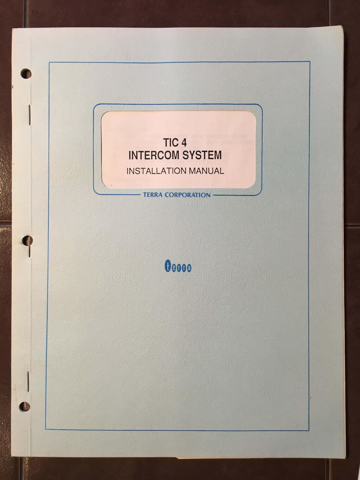 Terra TIC-4 Intercom Install Manual