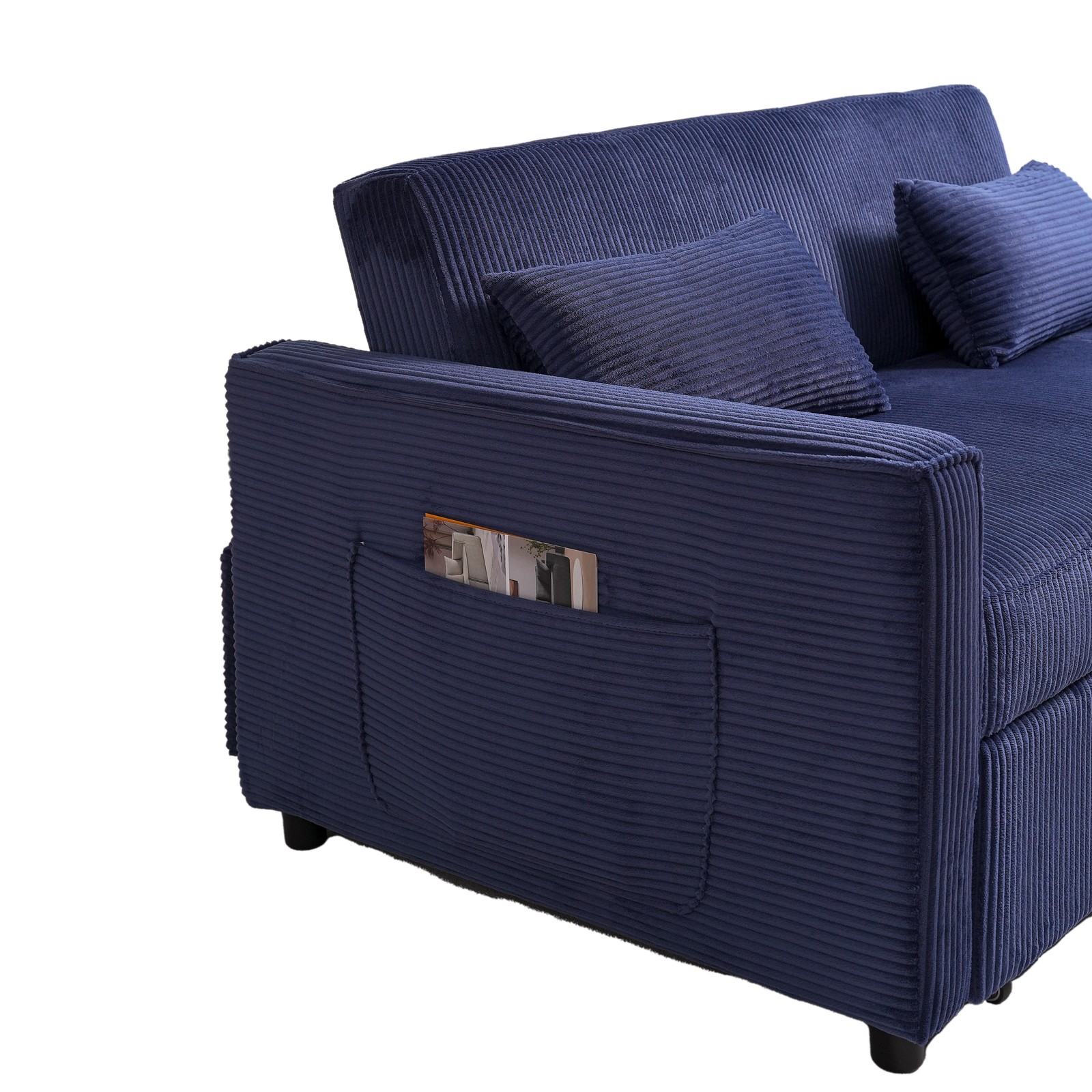 Futon Sofa Bed,3-in-1 Multi-Functional Corduroy Sleeper Couch Pull-Out Bed,Adjus