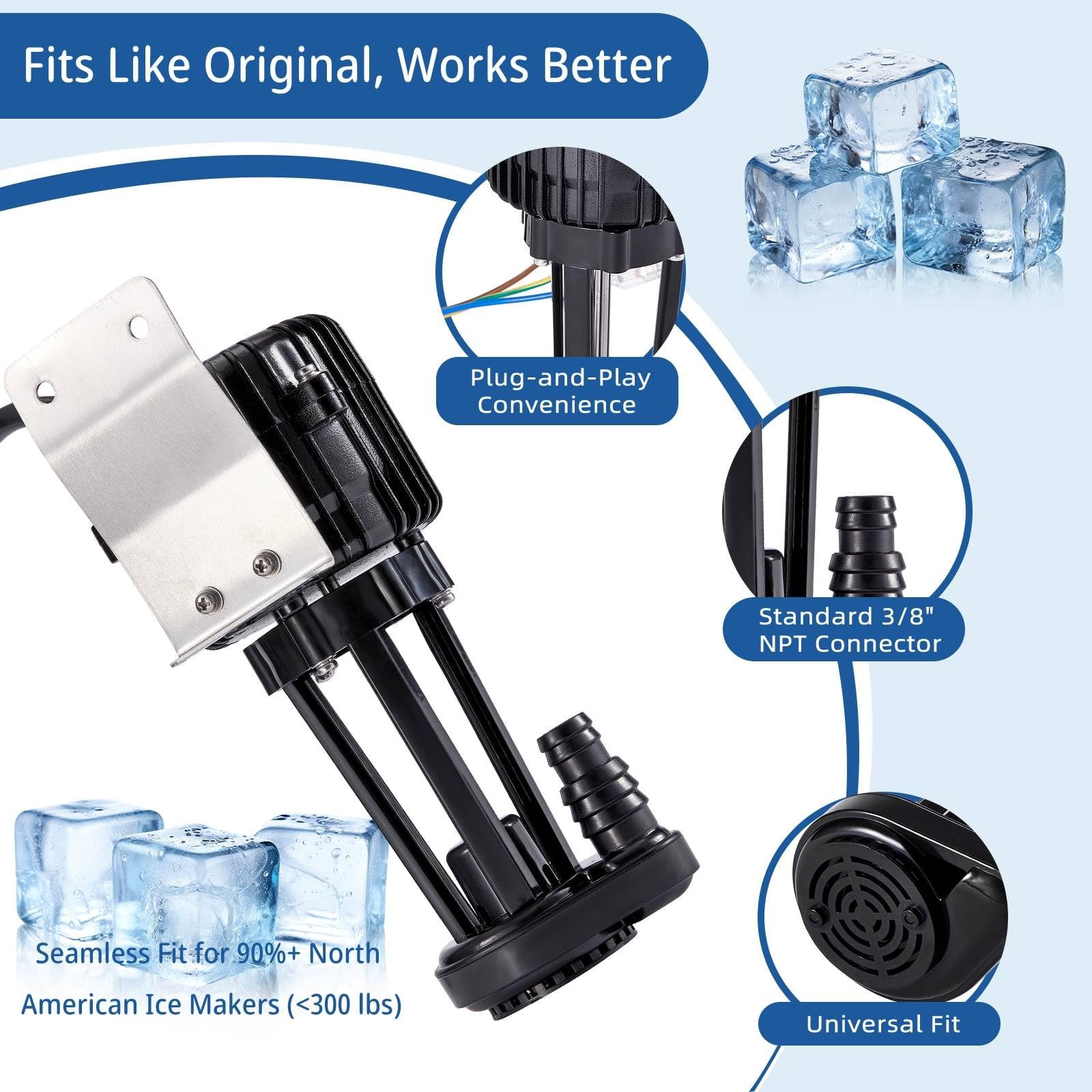 YSP2PJDVF1 Commercial Ice Maker Water Pump | Quiet 110V 2W Matte Black