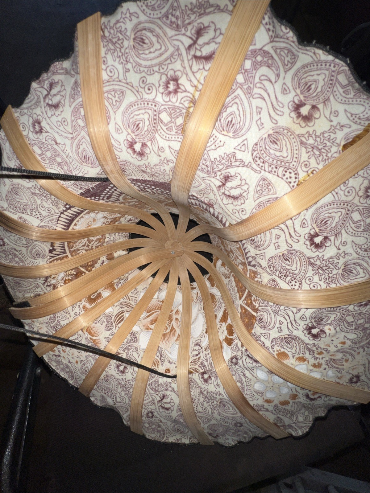 Foldable Wide Brim Sun Hat Boho Floral Bamboo Frame Packable Beach Hat