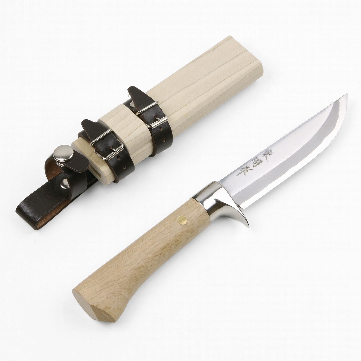 "AZUMASYUSAKU" 120mm Aogami Steel with Hand Guard in Case Japan Outdoor Knife