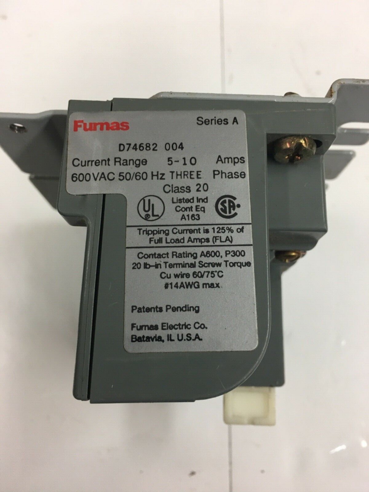 FURNAS / SIEMENS D74682004, 5-10 amp,(bin 8)