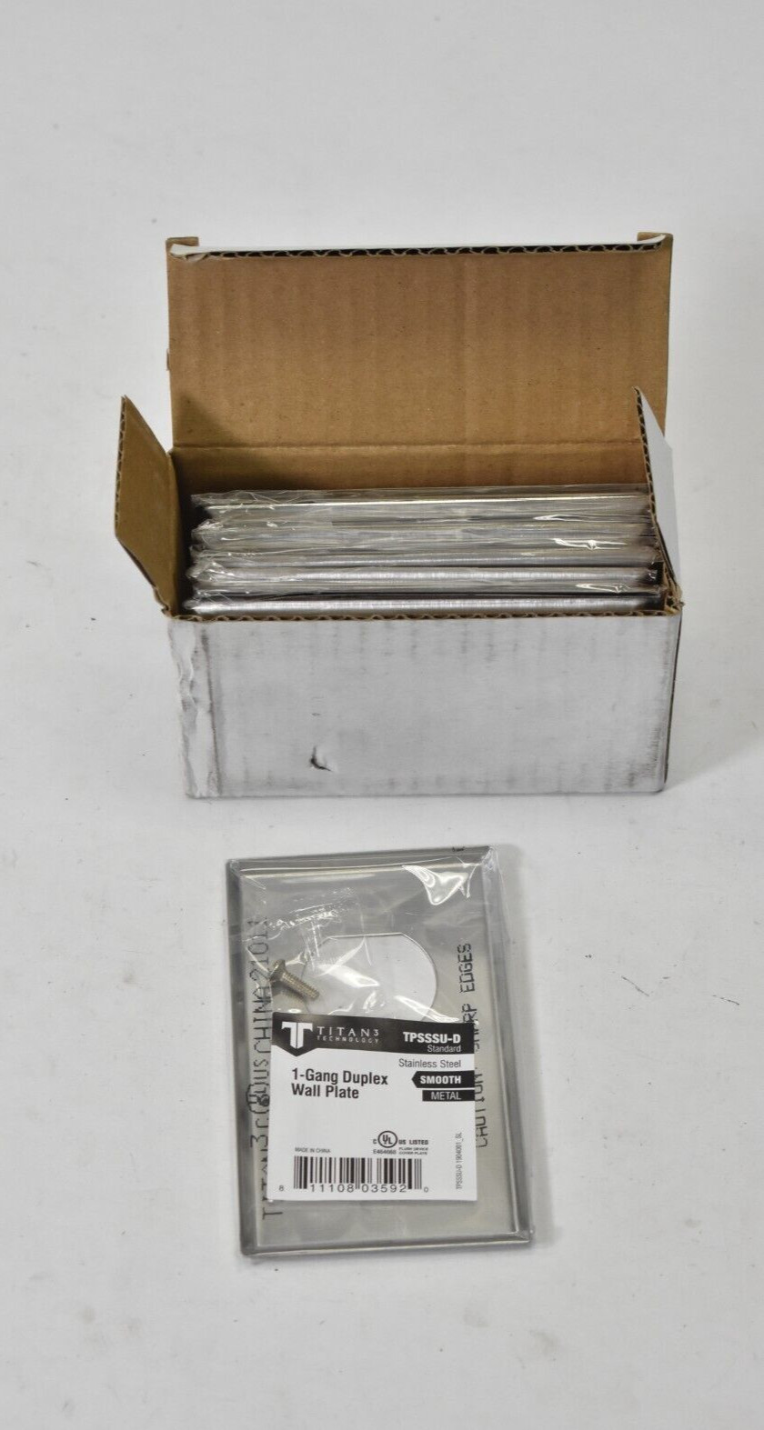 Lot of 10 Titan3 Technology 1 Gang Duplex Wall Plates Stainless Steel TPSSSU-D