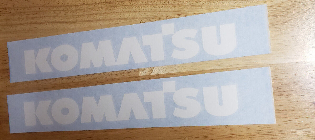 Komatsu 18” WHITE Vinyl Decal Sticker (Set of 2) Excavator Forklift Loader FAST
