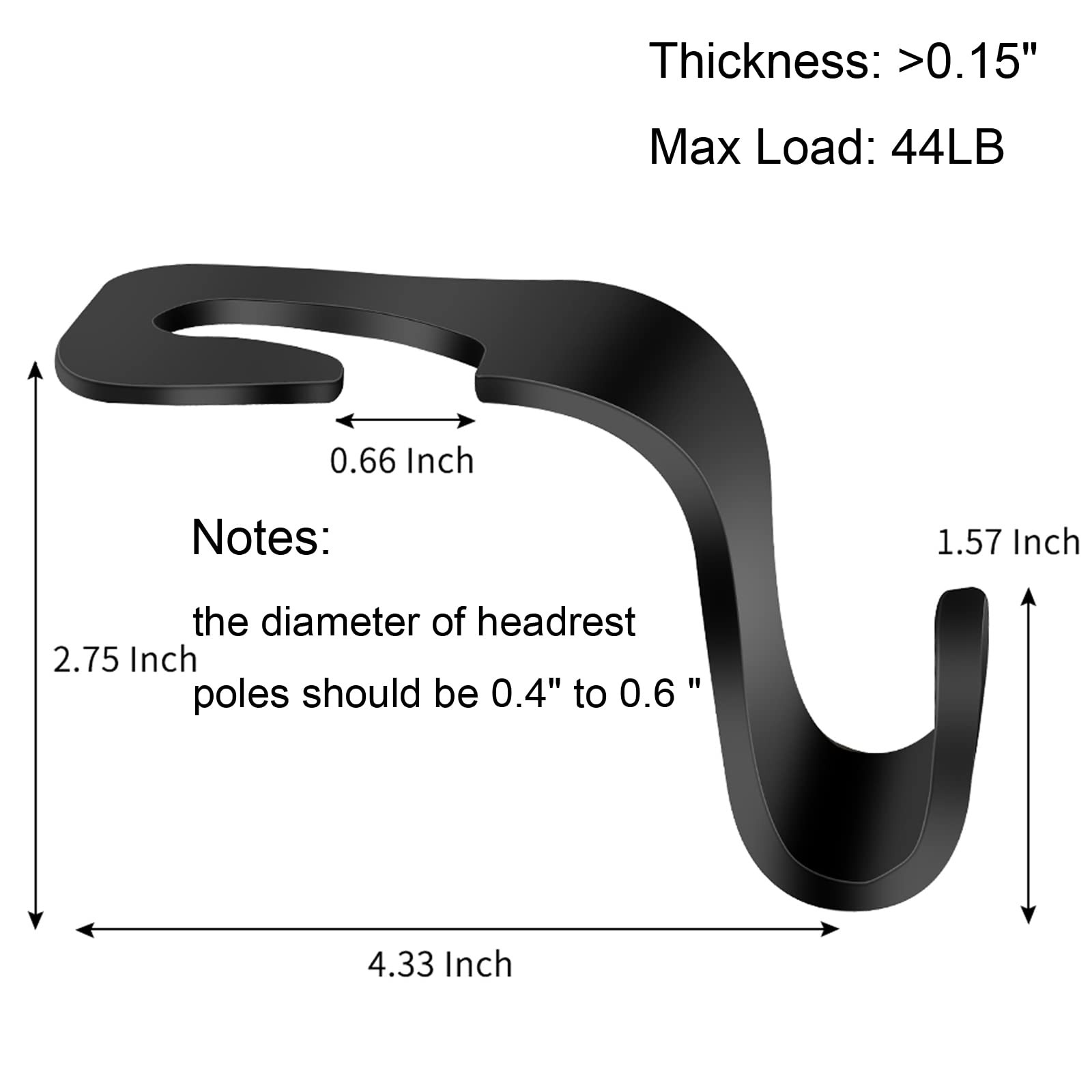 Car Seat Headrest Hook 4 Pack Vehicle Backpack Hooks Hanger 4Pcs