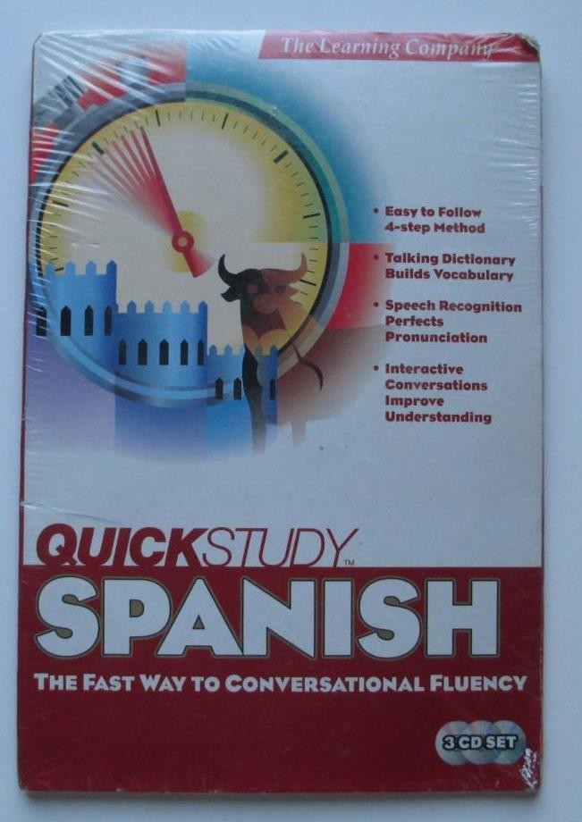 Quick Study Spanish (3 CDs 1999) The Fast Way To Conversational Fluency; 4 Steps