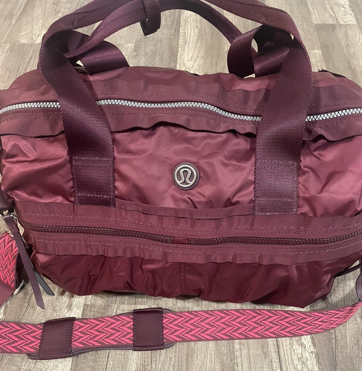 Lululemon Keep On Running Duffel Gym Bag Bordeaux Drama 20" x 11" x 11"