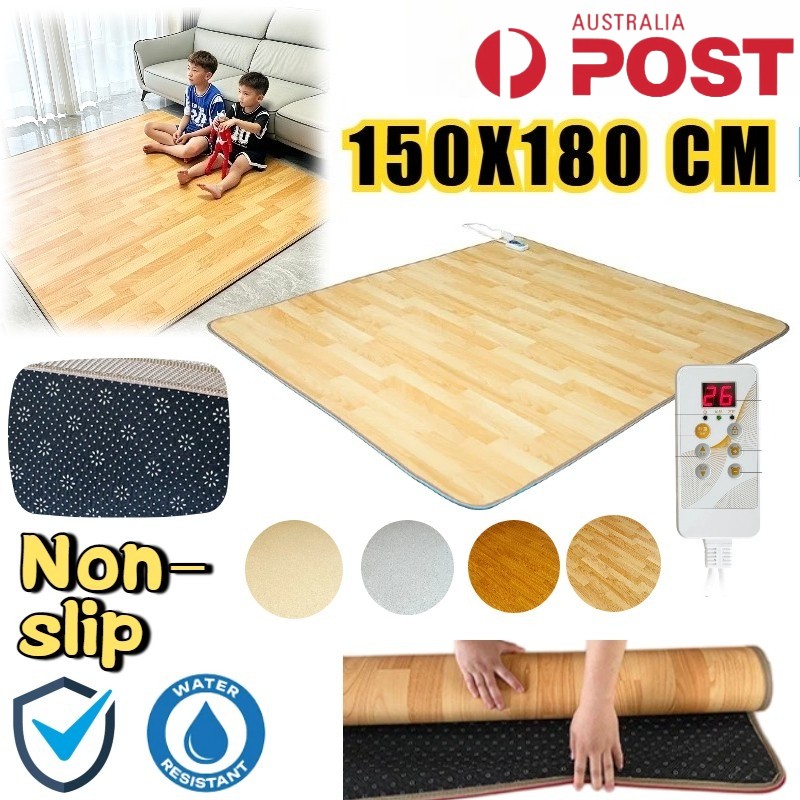 Electric Floor Heating Mat Wood Grain Heated Carpet Heater Pad Water Resistance
