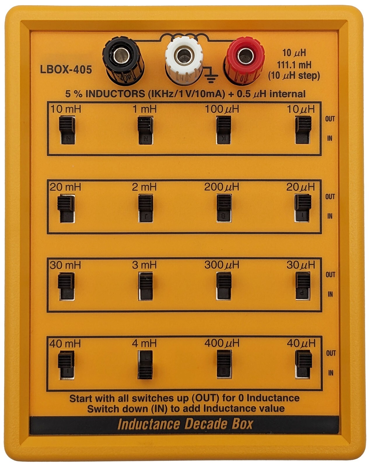 Inductance Decade Box, Four Decades, 10uH to 111.1mH (10uH per step)