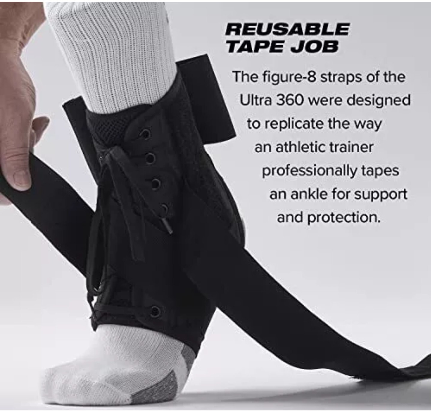 Ultra 360® Lace-Up Adjustable Ankle Brace – For Ankle Stabilization SMALL White