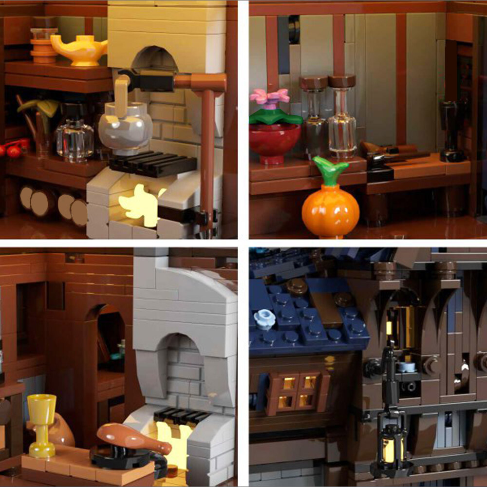Medieval Modular Street Building Blocks Set DIY Model MOC Bricks Toys Collection