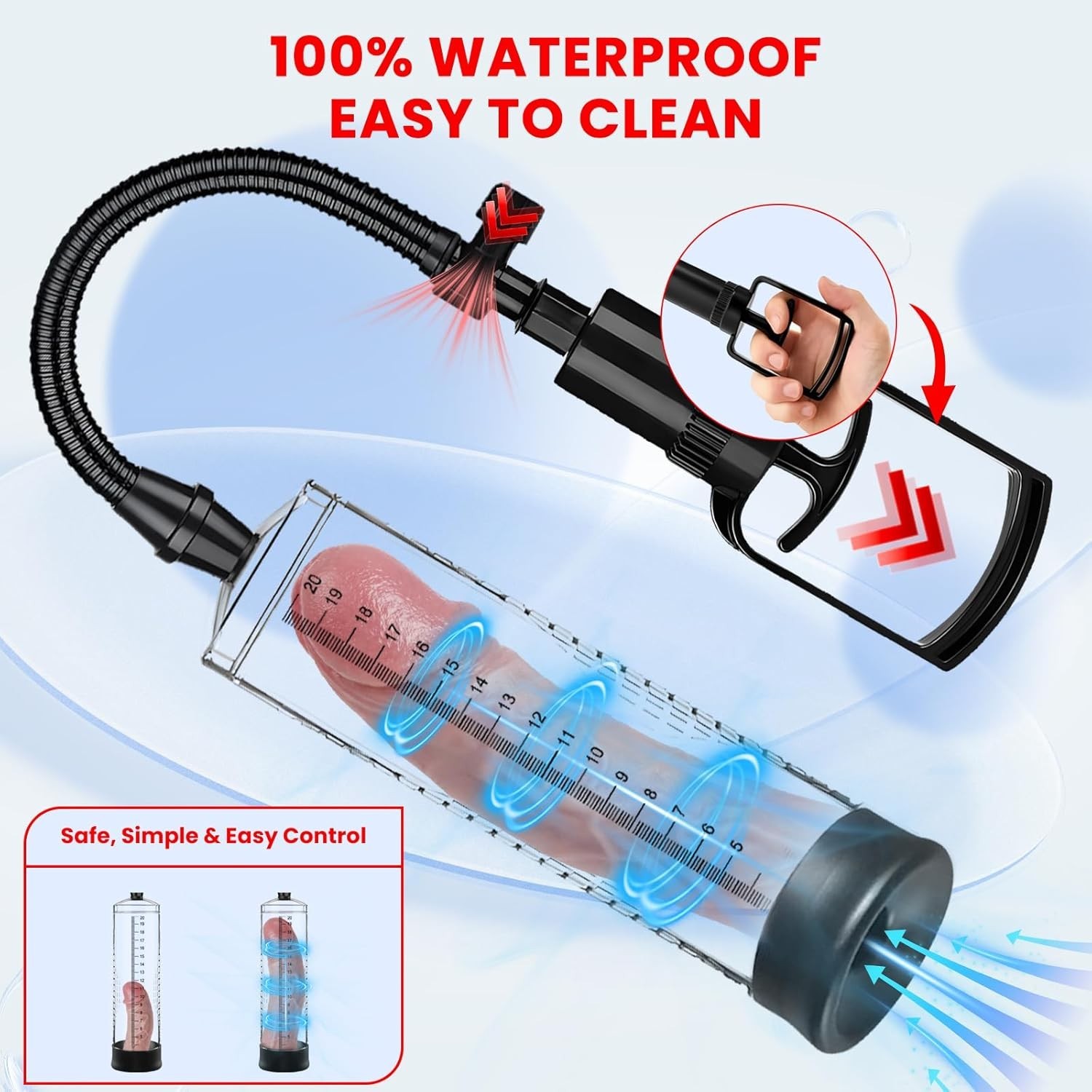 Transparent Vacuum Enlarger for Bigger Erections - Includes Lubricant & Sleeves