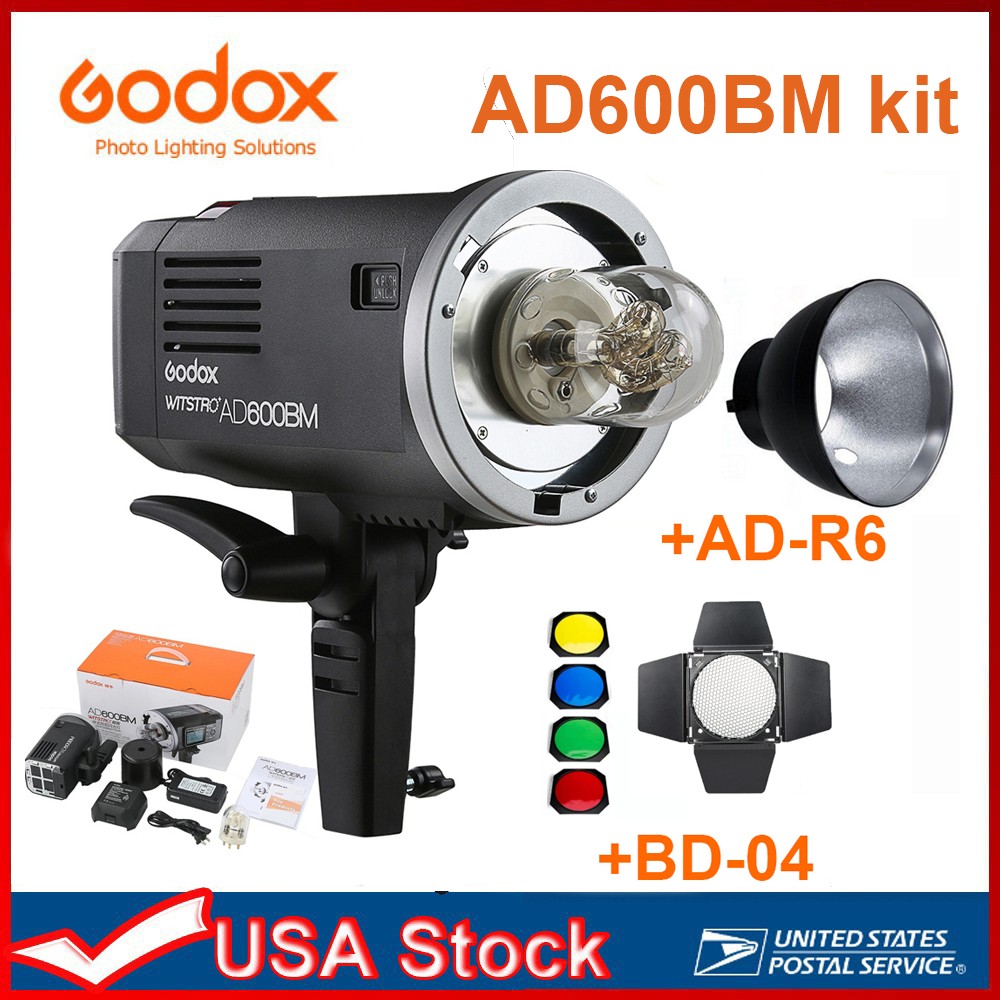 Godox AD600BM Bowens Outdoor Flash with Battery+Reflector + Honeycomb+color gels