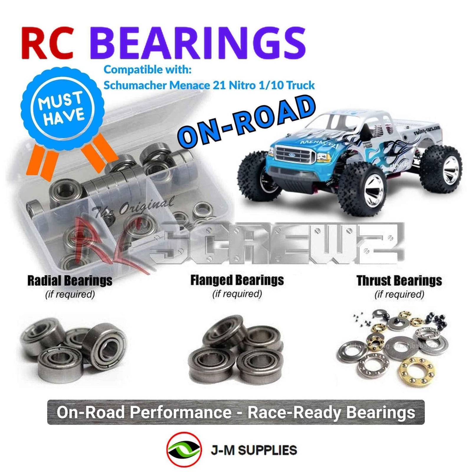 RCScrewZ Metal Shielded Bearings sch008b for Schumacher Menace 21 RTR MT | SET