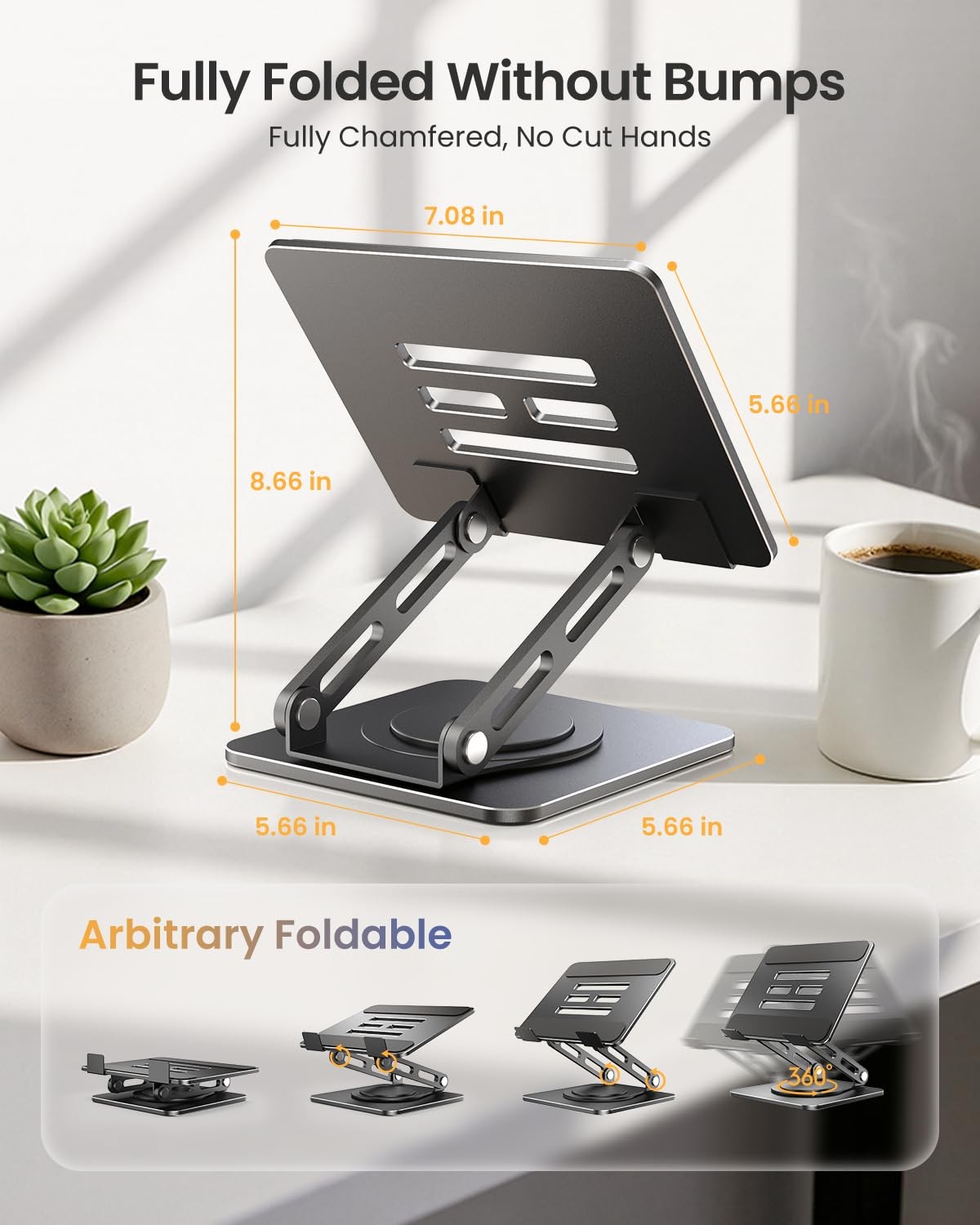 Adjustable Tablet Stand, 360 Rotating iPad Stand with Heavy-Duty Base, Tablet...