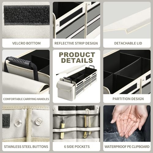 Car Trunk Organizer with Insulated Cooler Bag, Foldable & Waterproof Black