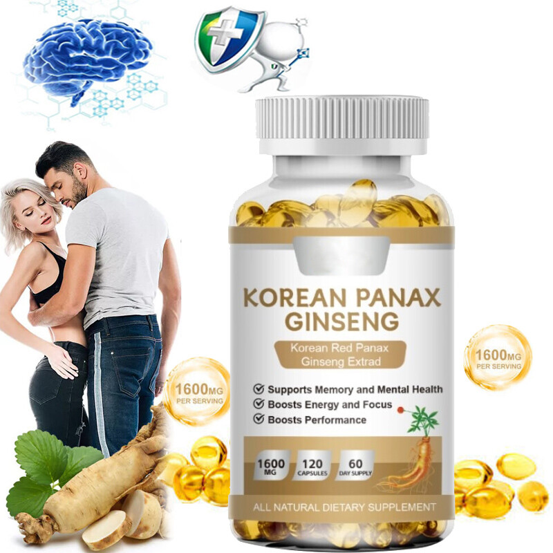 Korean Red Panax Ginseng 1600mg 120 Capsules - No Fillers Extra Strength NON-GMO