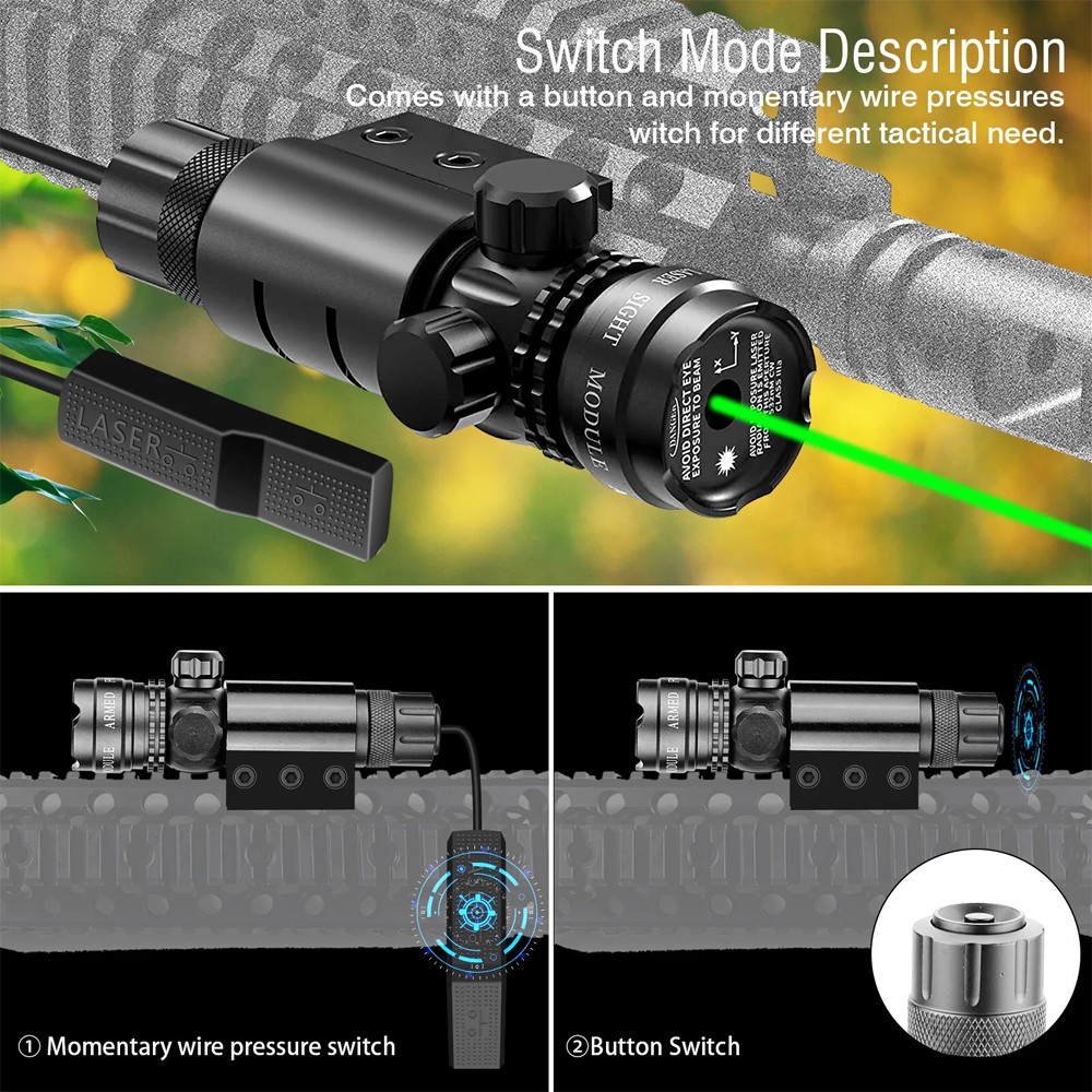 Green Laser Sight Rifle Dot Scope Laser Remote Switch Rail Barrel Mount ASN