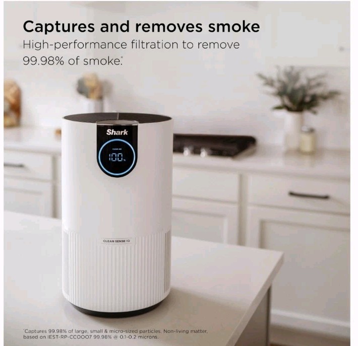 Shark HP102 Air Purifier with True HEPA Clean Sense IQ, Odor Lock - White NEW