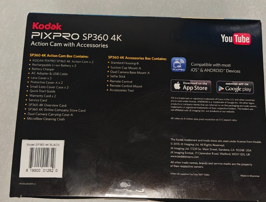 ****NEW**** Kodak Pixpro SP360 4K Action Cam DUAL PRO PACK with Accessory bundle