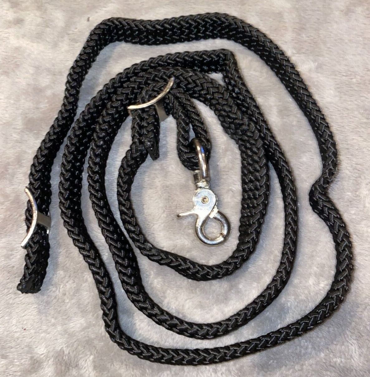 NEW 6' BLACK  NYLON FLAT LOOP BARREL REINS WITH CLIP