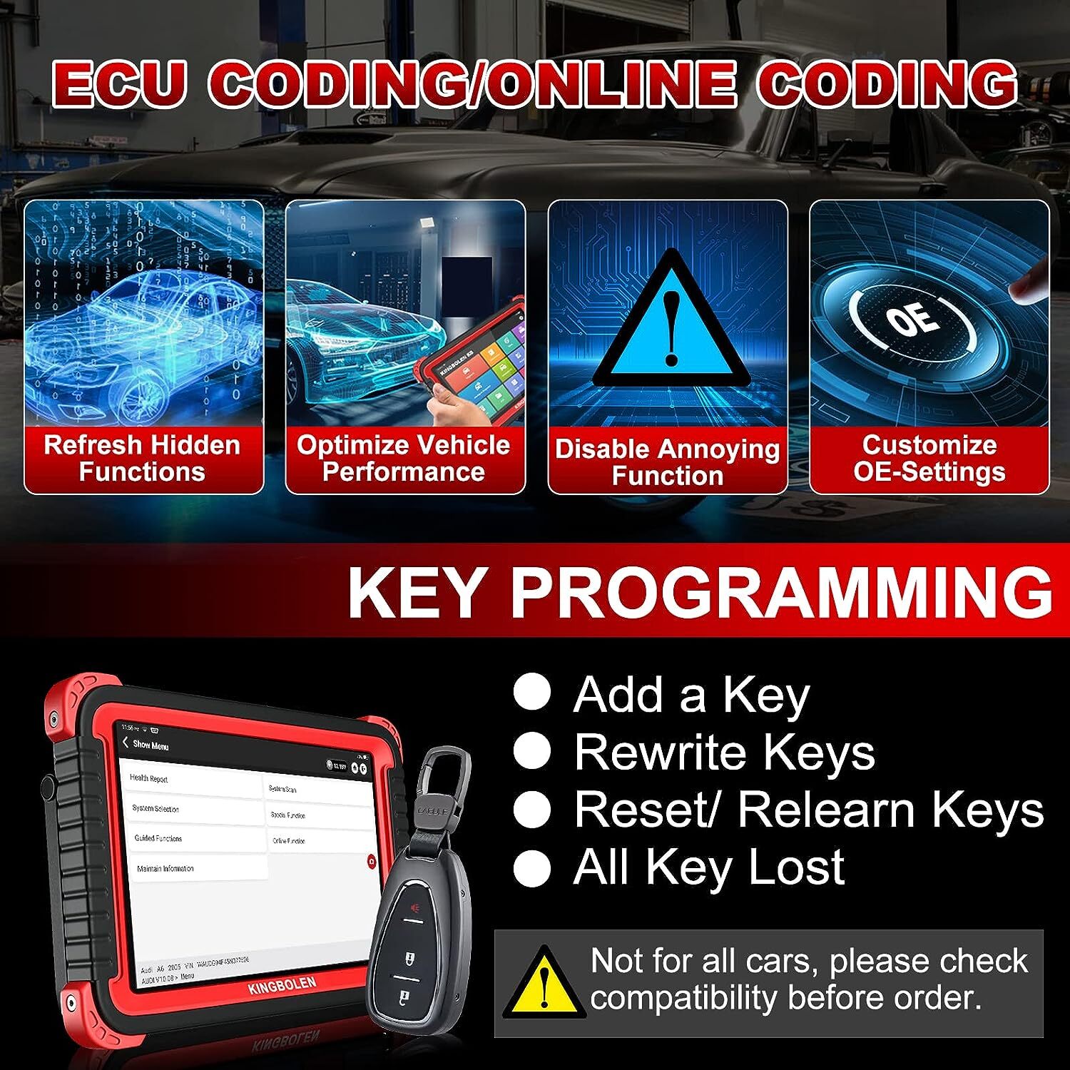 KINGBOLEN K8 Auto Bidirectional Full System Diagnostic Scanner Tool ECU Coding