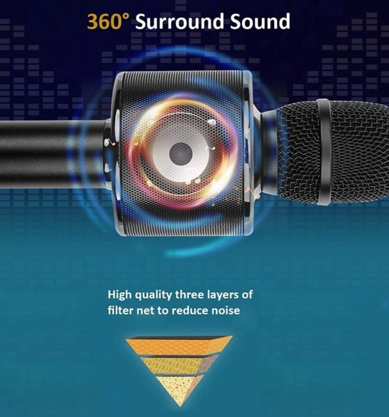 BONAOK Wireless Bluetooth Karaoke Microphone,3-in-1 Portable Handheld, Black
