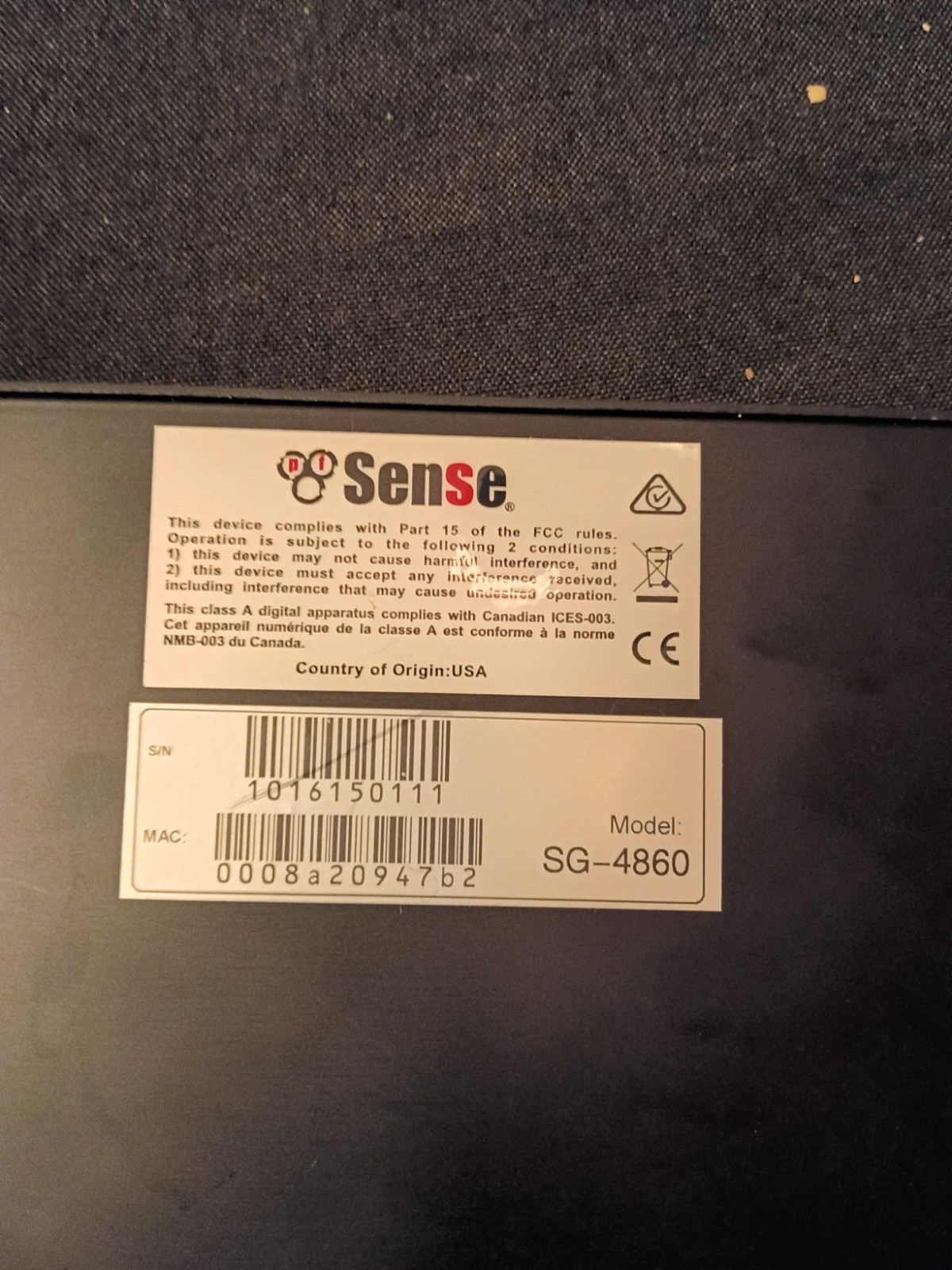 Sense SG-4860 Firewall/VPN Hardware Appliance Black