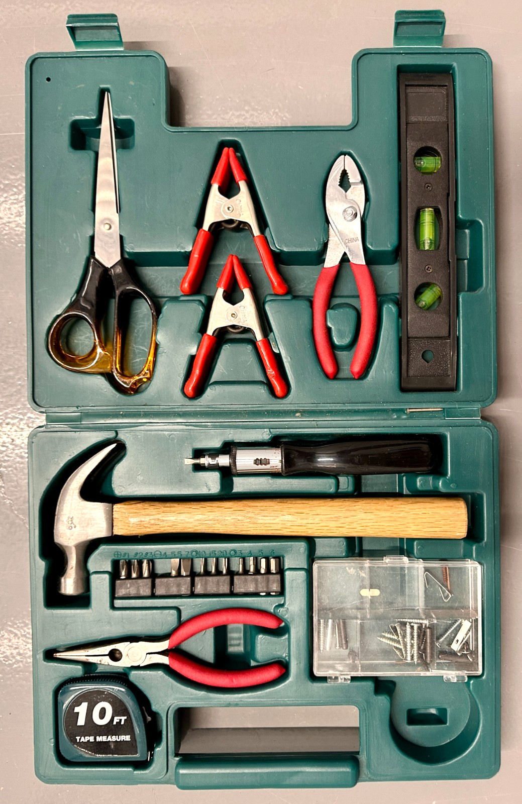 VTG Sears 30332 Homeowner Tool Kit Set Hammer Pliers Level Screwdriver Case 10FT