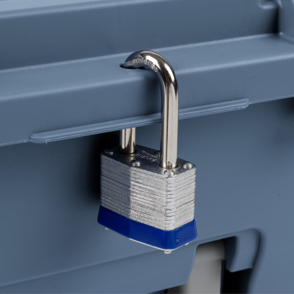 3 Pack Sterilite Footlocker Storage Trunk, Blue, Heavy Duty Organizer, Lockable