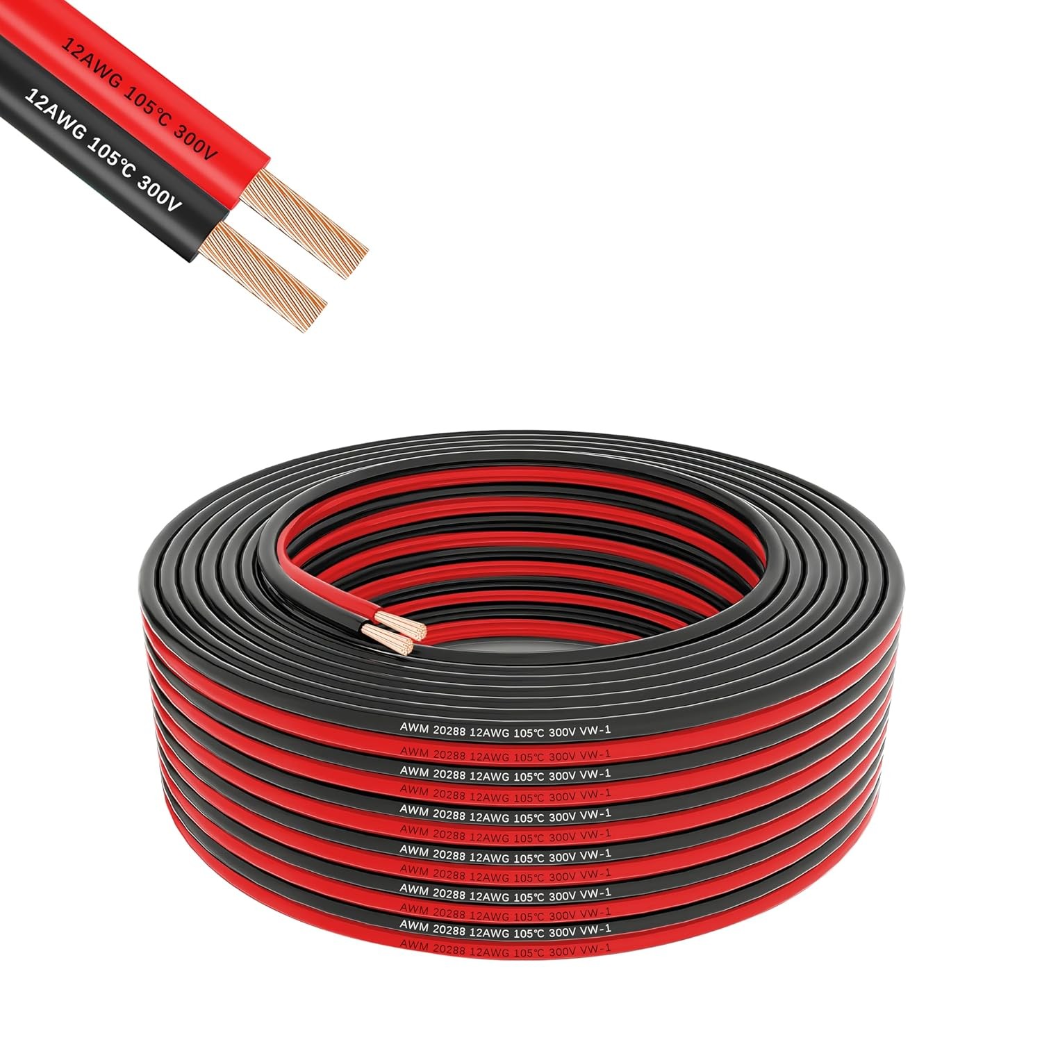 12 Gauge 2 Conductor Flexible Parallel Low Voltage Red Black 10FT Electrical