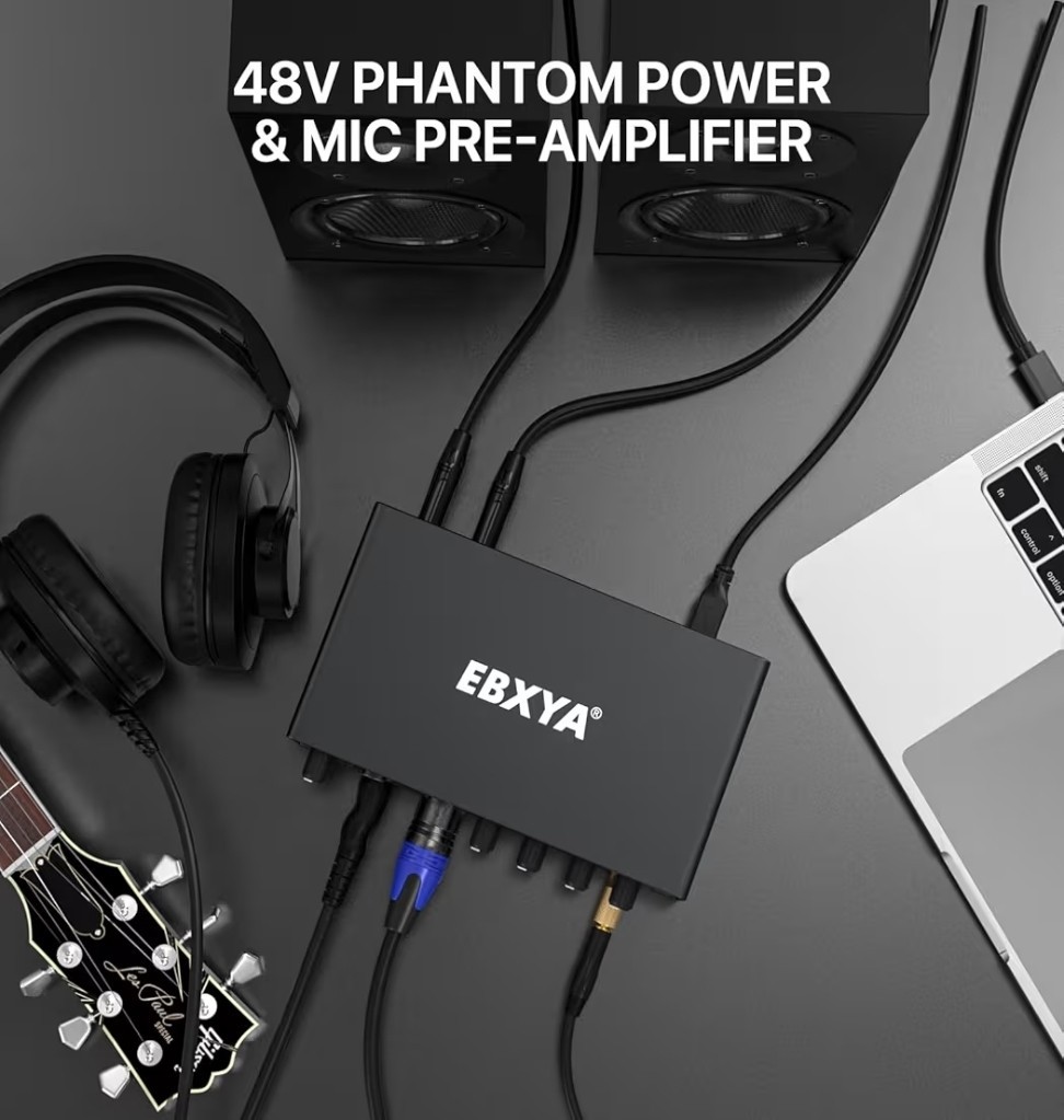 EBXYA 2i2 USB Audio Interface for PC Recording, 24-bit/192kHz Plug and Play