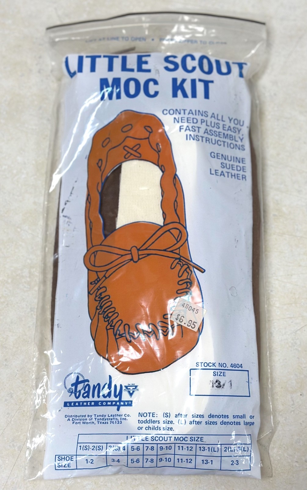 Tandy Leather  Little Scout Moc Kit Child Size 13/1 Kit #4604 Vintage NIOP