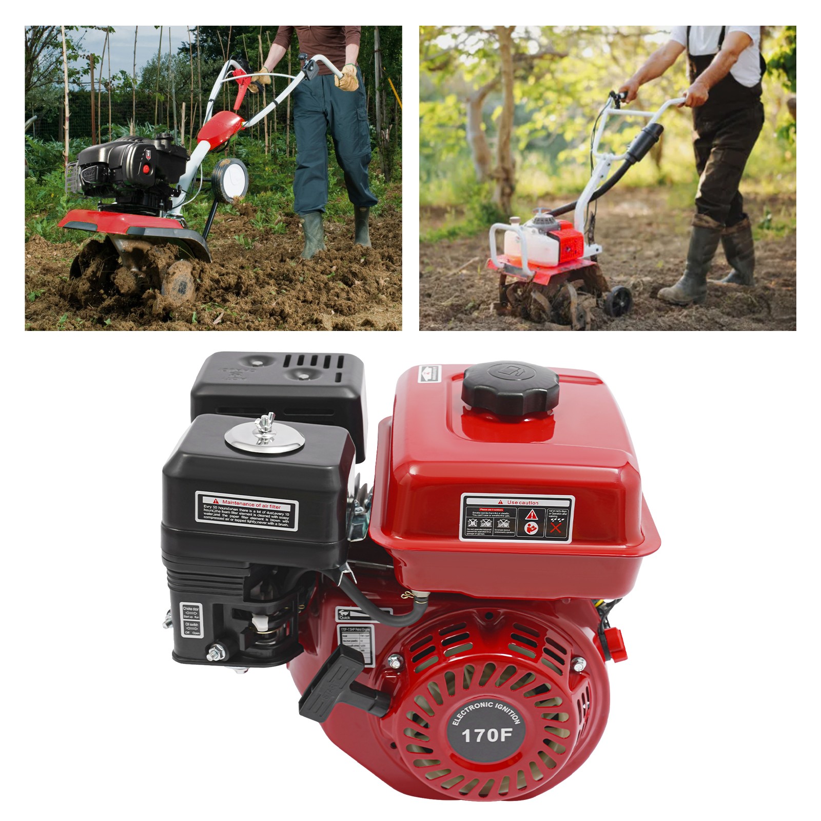 7.5HP 4-Stroke Gasoline Engine 210cc OHV Horizontal Shaft for Pump Generator