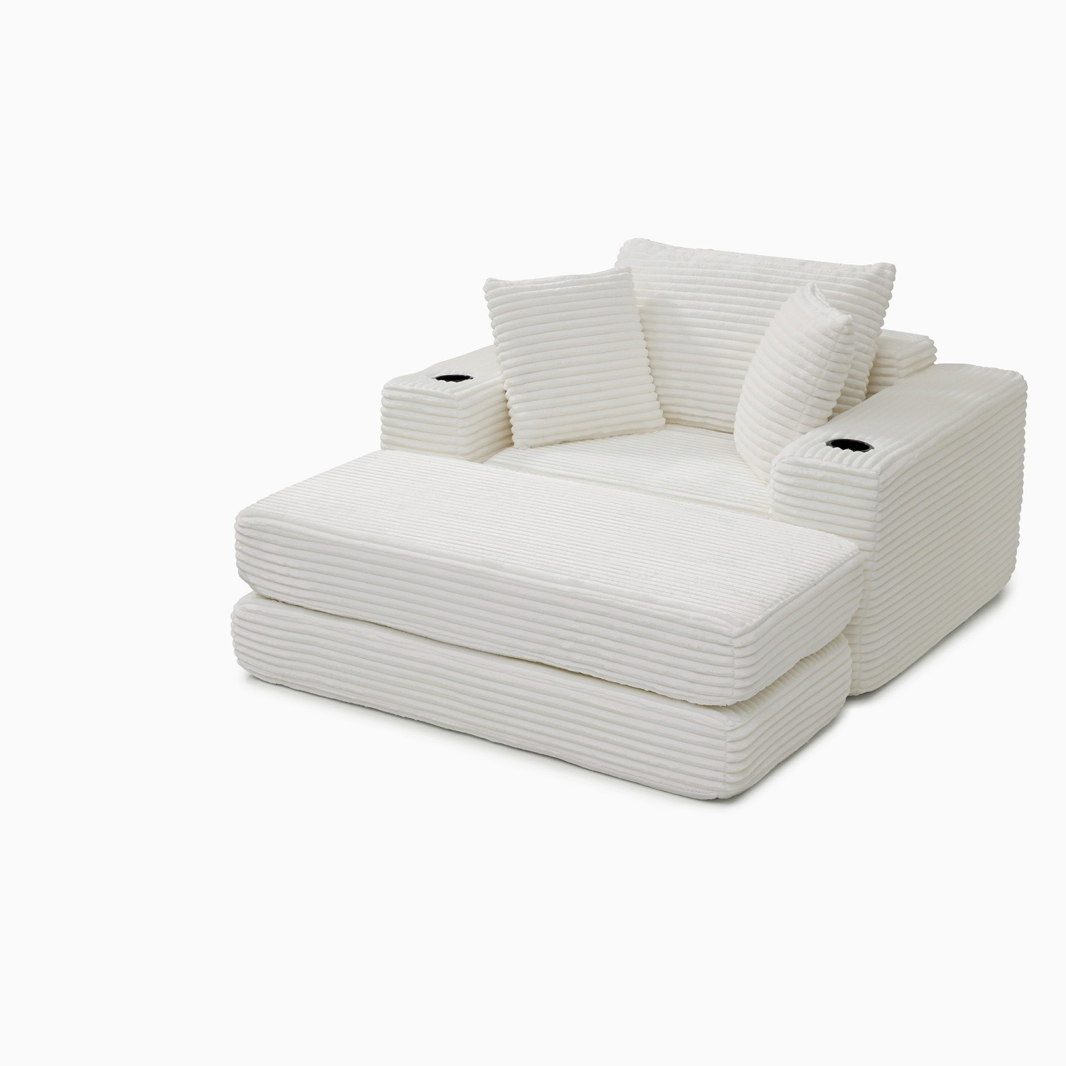 Modern Foldable Chaise Lounge 3-in-1 Convertible Sleeper Chair w/ Floor Cushion