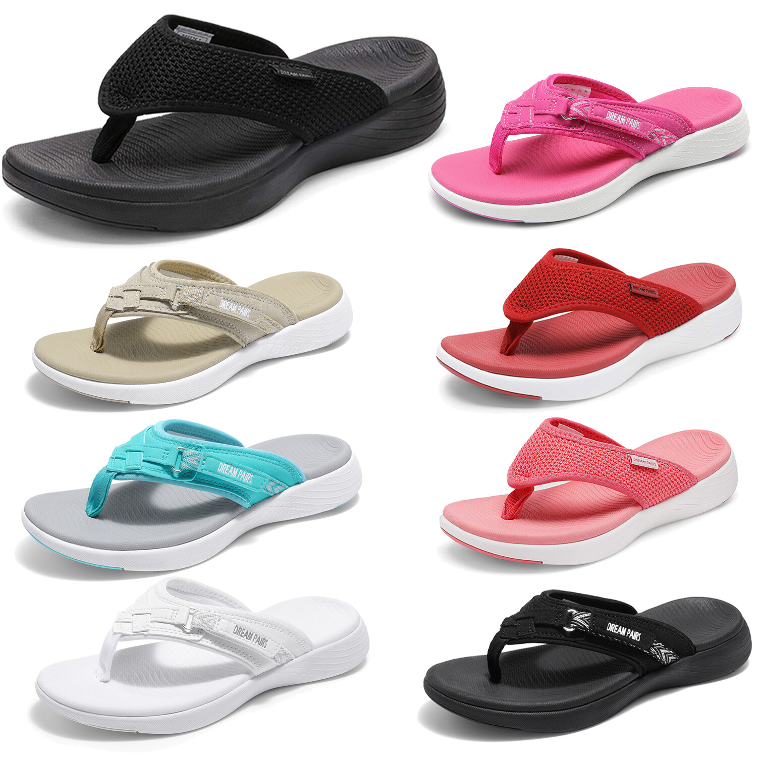 Women Arch Support Flip Flops Summer Soft Cushion Beach Walking Thong Sandals