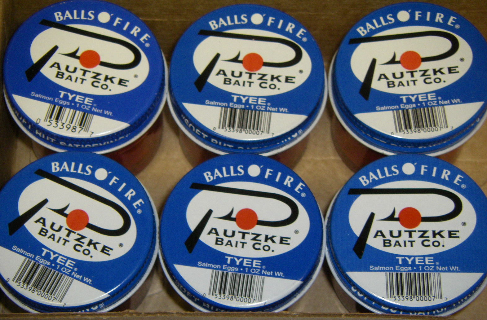 PAUTZKE'S PAUTZKES BALL O FIRE SALMON EGGS TYEE 1/2 CASE 6 PK RED FISHING BAIT