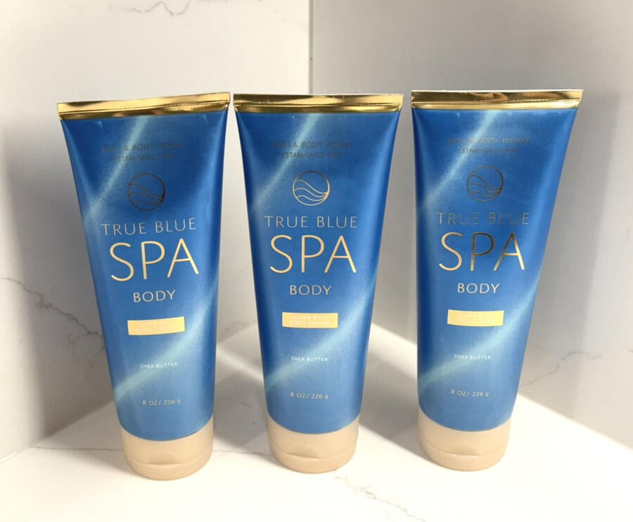 3 Bath & Body Works True Blue Spa Super Rich Body Cream 8 oz Shea Butter