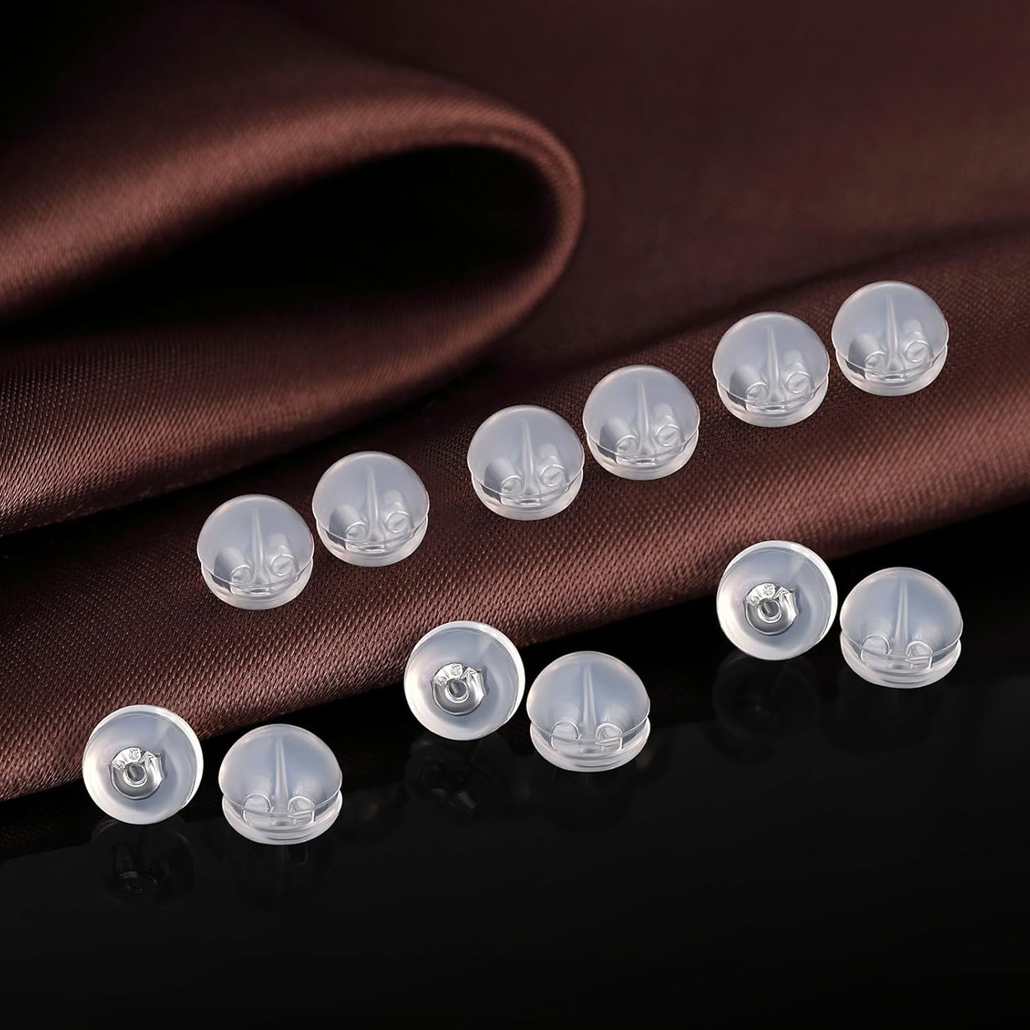 12-Piece White Gold Silicone Earring Backs - Hypoallergenic & Replacements