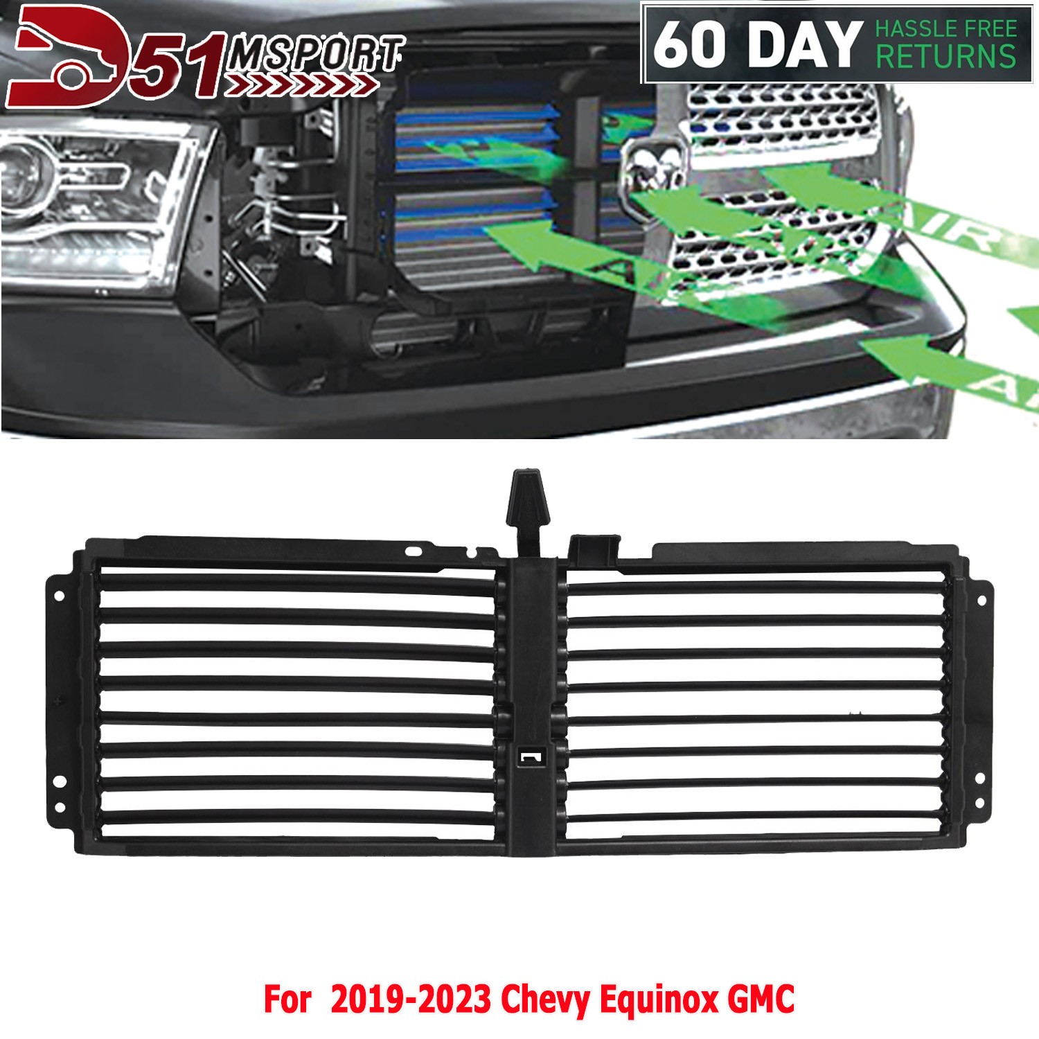 Front Upper Active Grille Shutter For 19-23 Chevy Equinox GMC