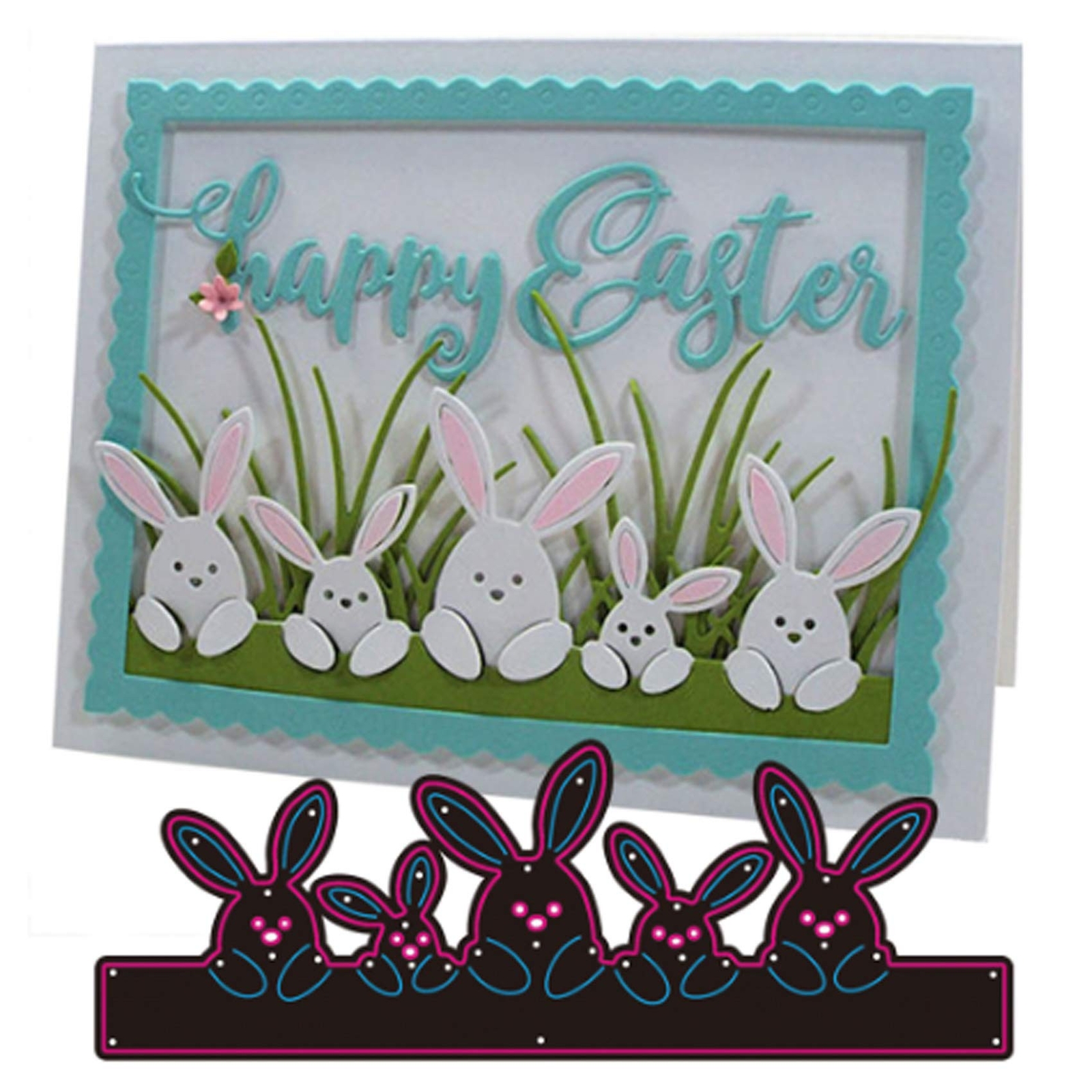 Easter Rabbit Family Metal Die Cut, Home Bow Cutting Stencils for DIY Scrapbo...