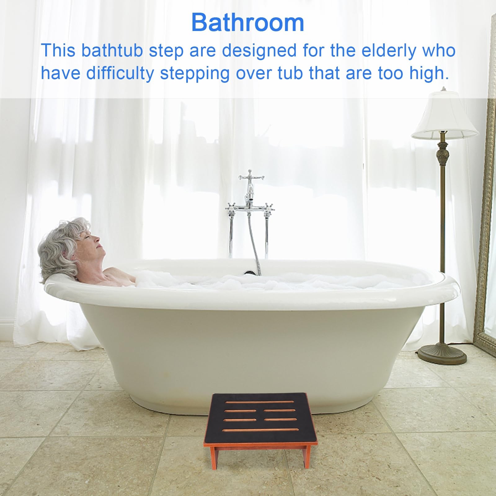 One Step Stool for Adults Seniors with Non-Slip Rubber Stepping Surface, Heav...