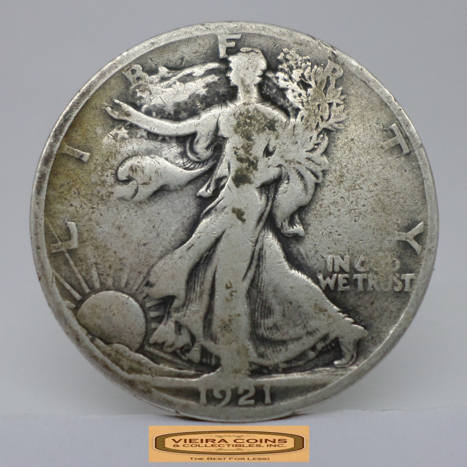 1921-S KEY DATE Walking Liberty Half Dollar, Mintage of 548,000 Coins -#C48819NQ