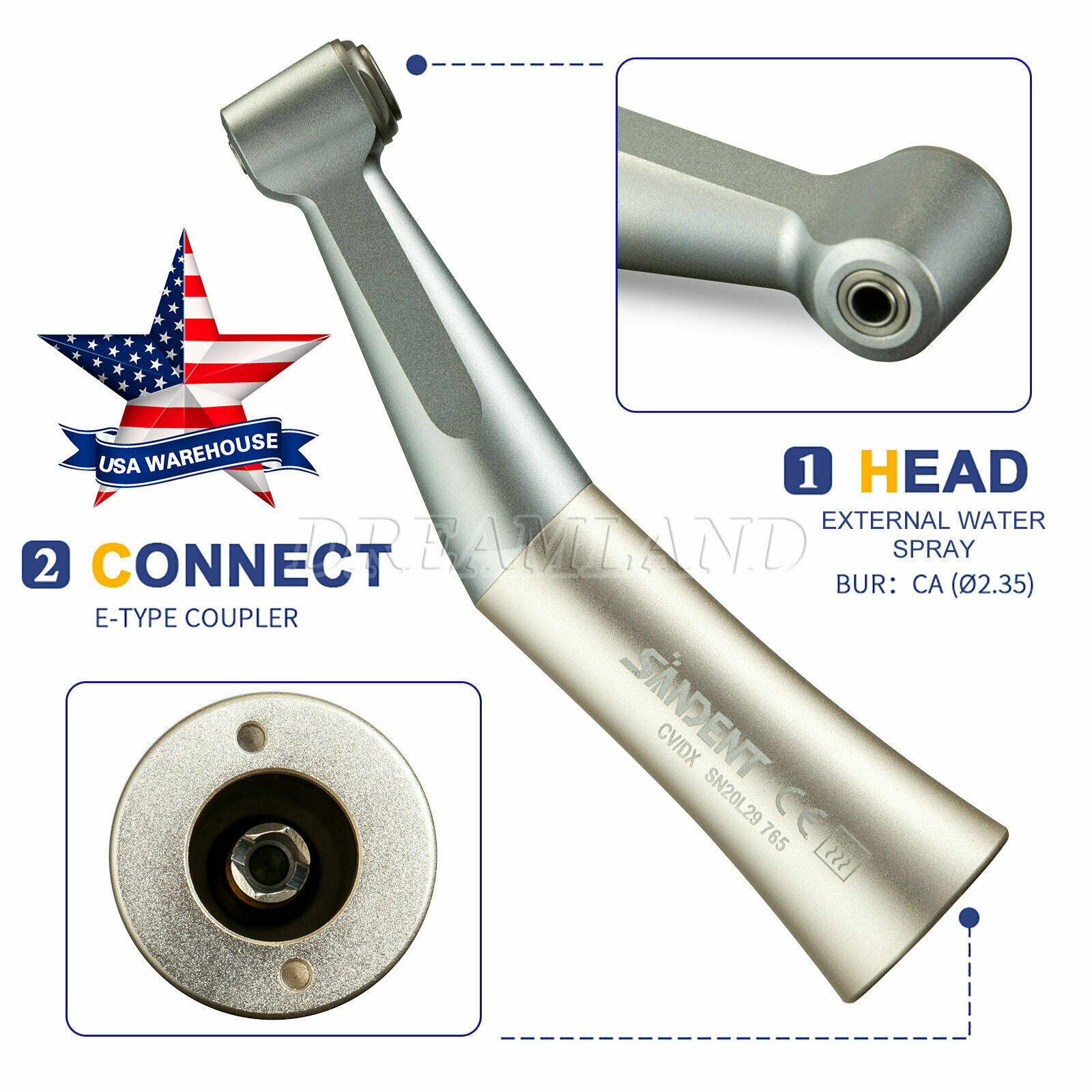 NSK Style Dental Low Speed Push Button Contra Angle Handpiece BQ-