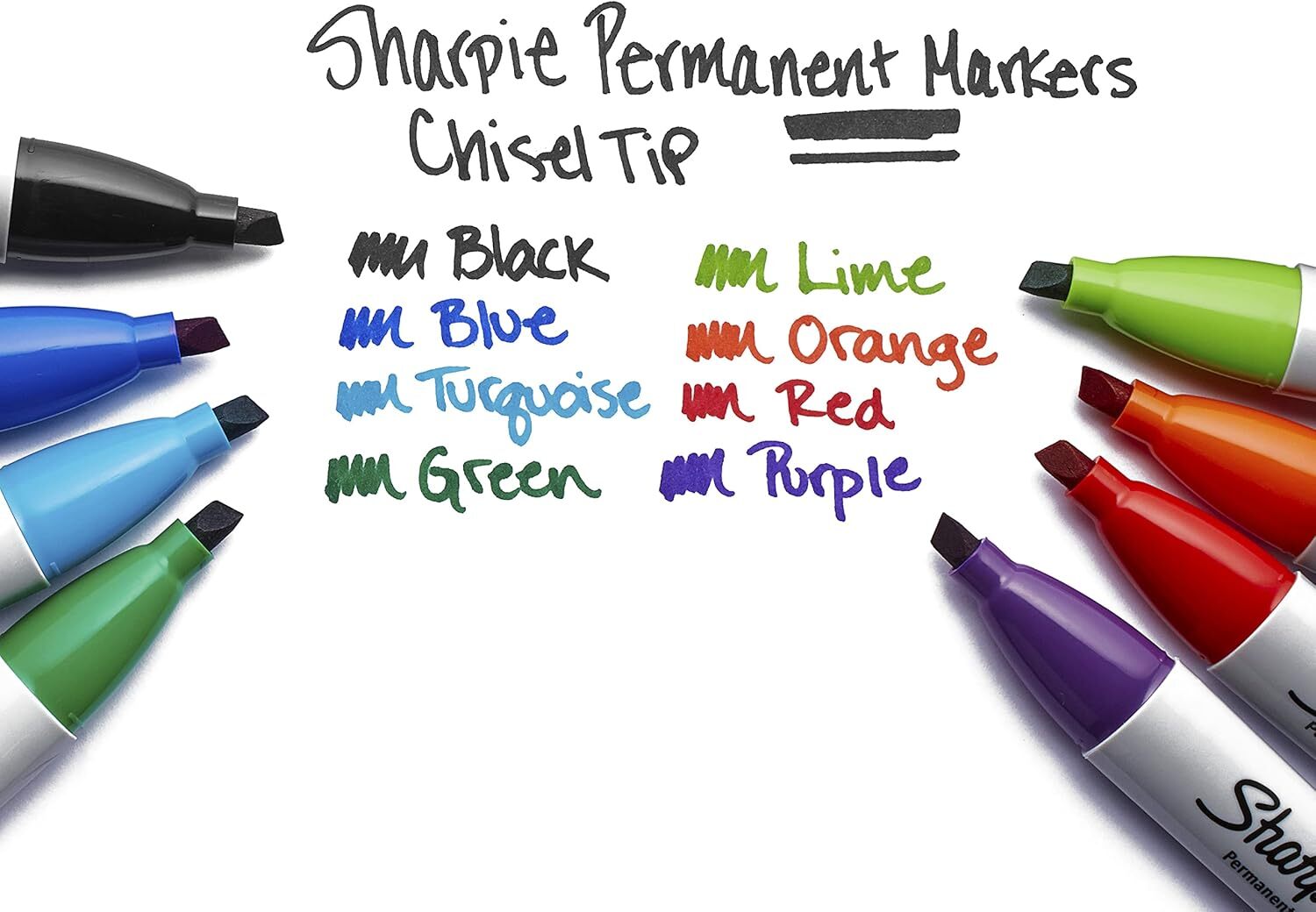 Sharpie Permanent Markers, Chisel Tip, Black, 4 Count (Pack of 1), Black