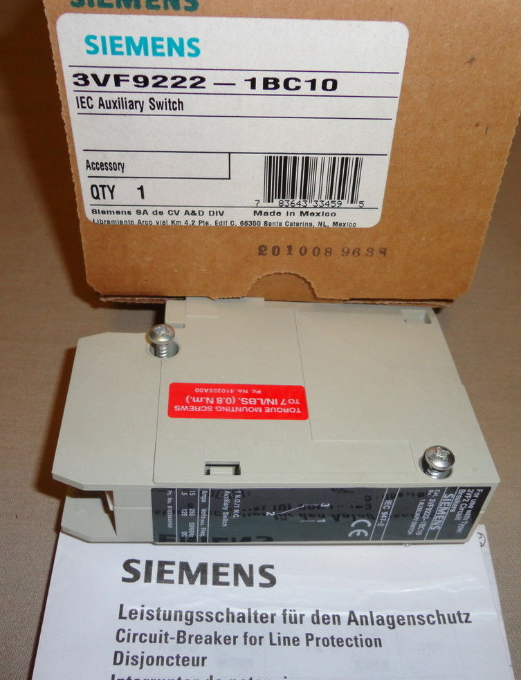 SIEMENS 3VF9222-1BC10 IEC AUXILIARY SWITCH NEW