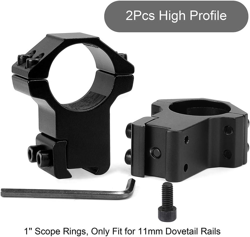 1'' Dovetail Scope Rings, 2Pcs High Profile & 2Pcs Medium Profile 1 Inch