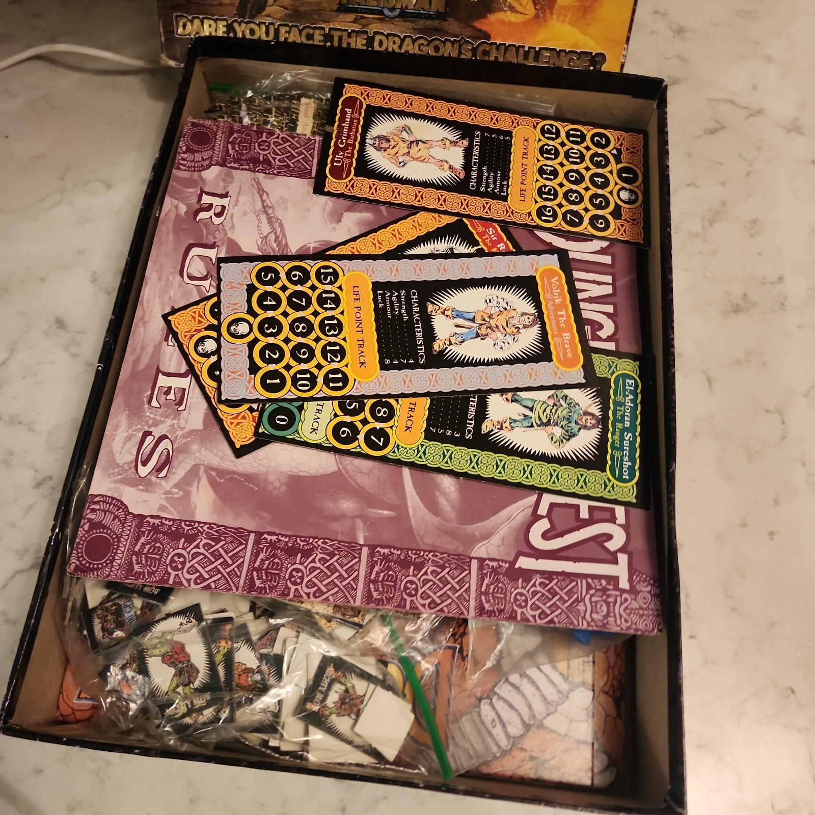 VTG 1987 Games Workshop DUNGEONQUEST Board Game Talisman NEAR COMPLETE - Read