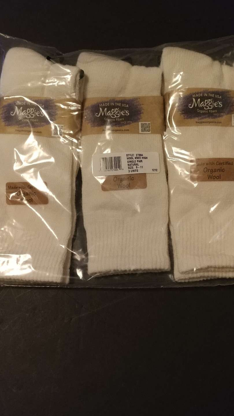 3 pair Maggies Certified Organic wool calf  socks Sz. 9--11 NATURAL COLOR