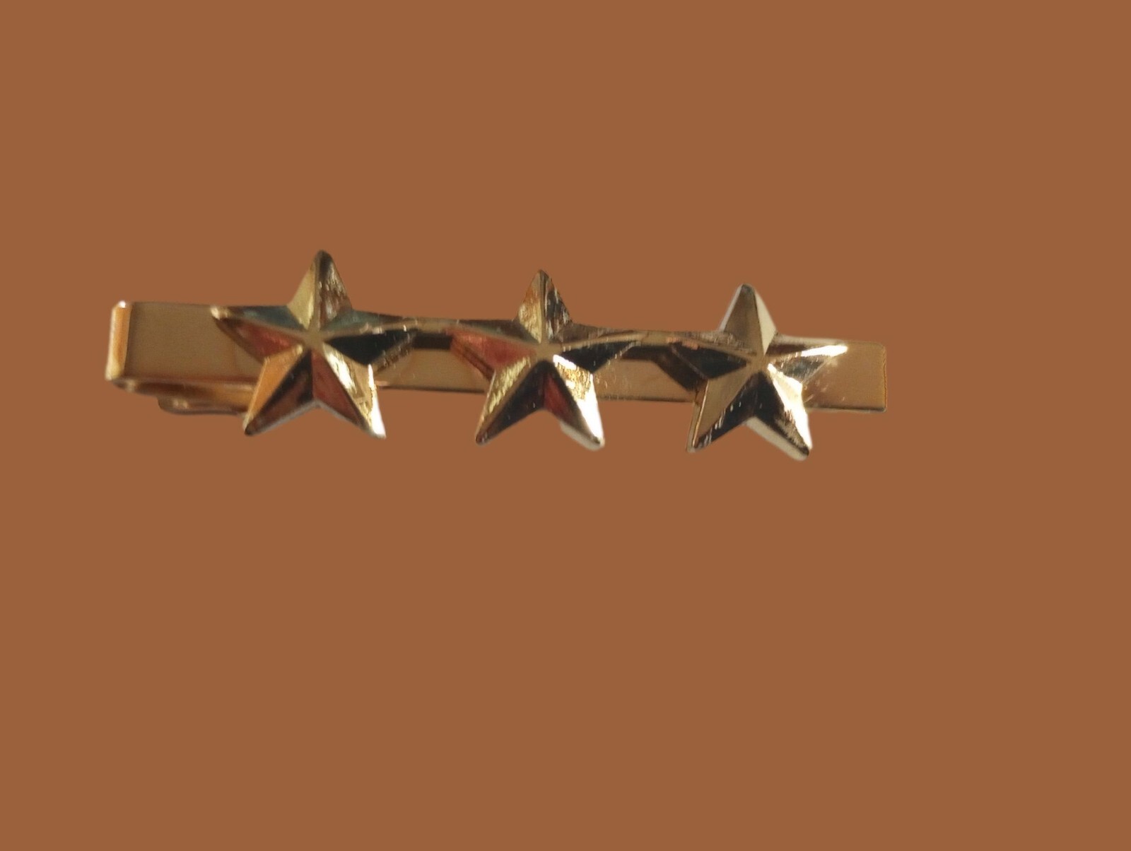 U.S MILITARY LT. GENERAL THREE STAR TIE BAR TIE TAC U.S.A MADE POLICE GOLD COLOR